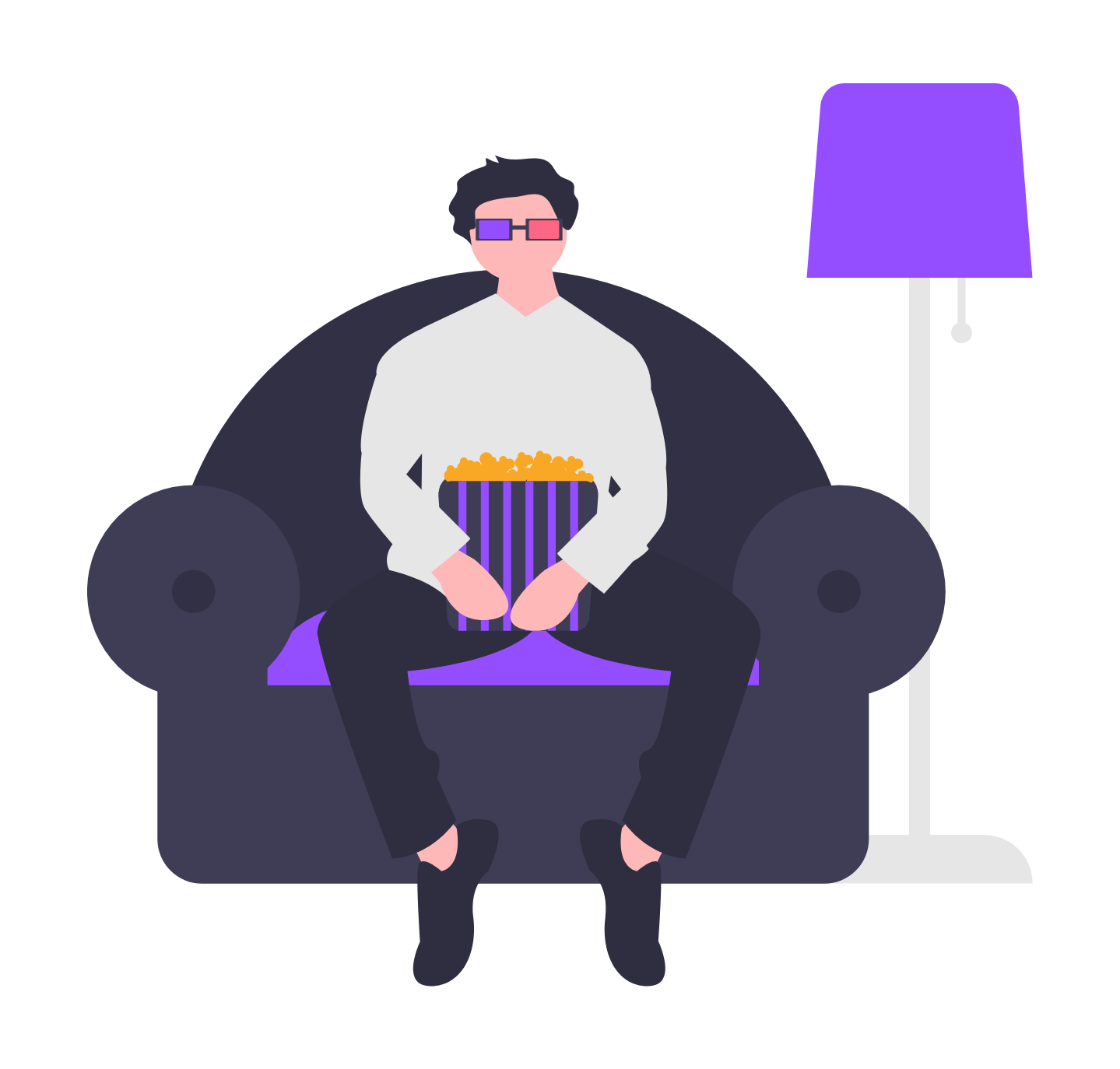 Illustration of someone watching a movie.
